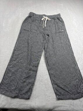 Roxy Womens Striped Linen-Blend S Lounge Pants With Elastic Waist & Drawstring
